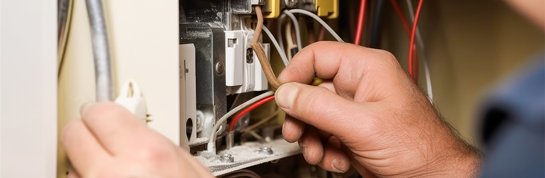 Person adjusting thermostat 