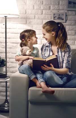 Mother and daughter reading