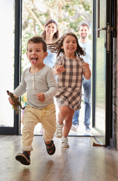 Children running into the house